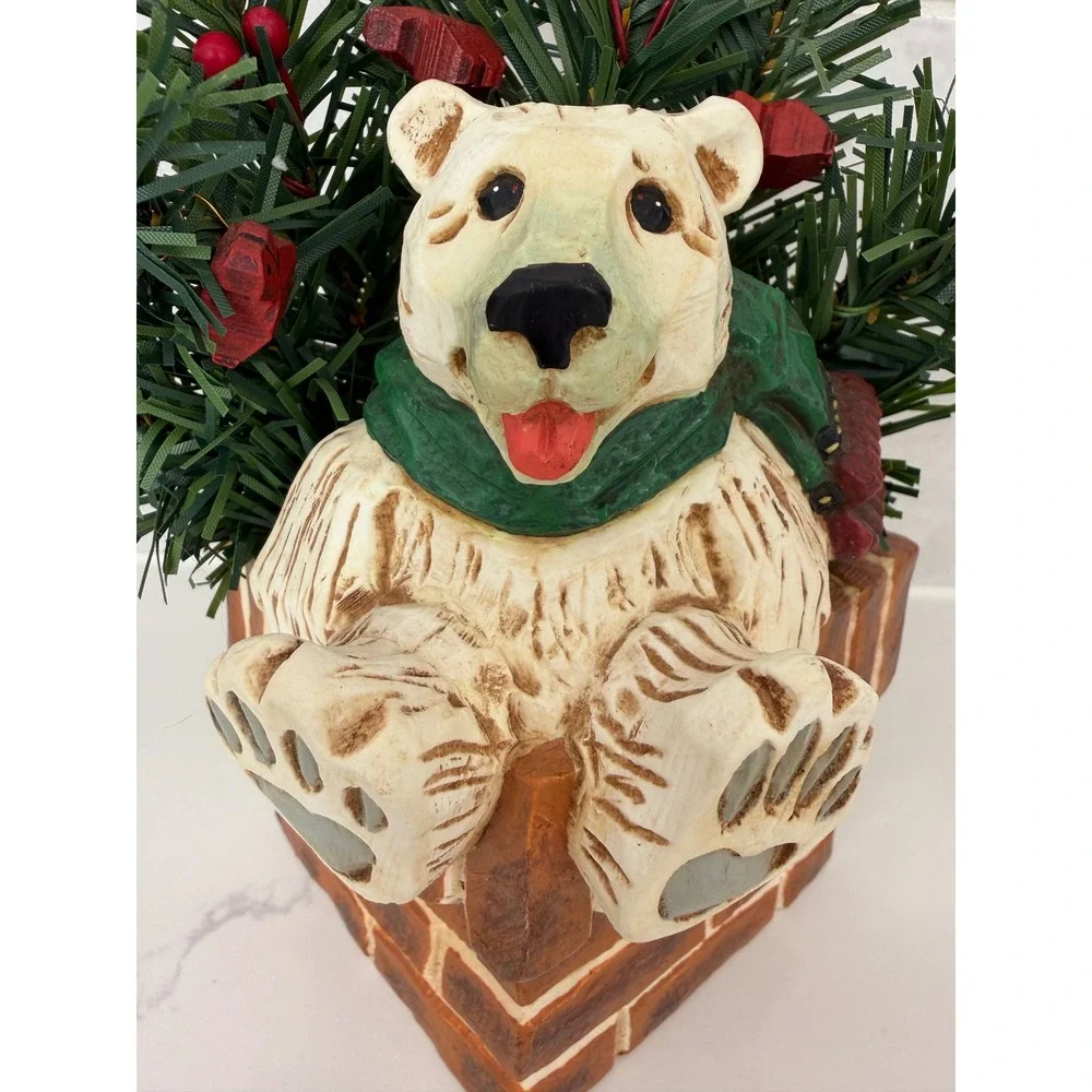 David Frykman Polar Bear Chimney Figurine 1998 White Christmas Decor DF1311